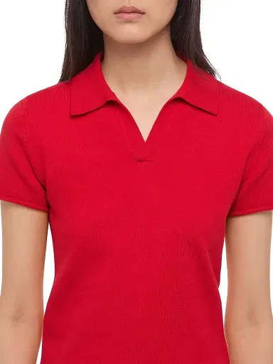 Helmut Lang Women's Cotton Knit Shrunken Polo Sweater | Thumbnail 7 Helmut Lang Women's Cotton Knit Shrunken Polo Sweater | Thumbnail 7