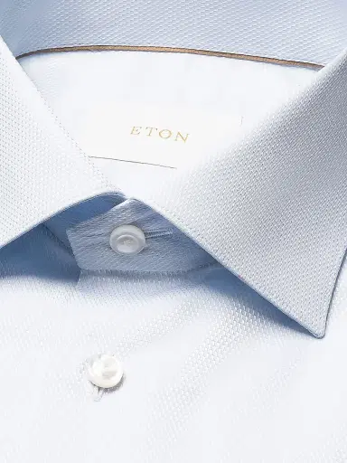 Eton Men's Contemporary-Fit Textured Elevated Piqué Shirt - Blue - Size 18 | Thumbnail 7 Eton Men's Contemporary-Fit Textured Elevated Piqué Shirt - Blue - Size 18 | Thumbnail 7