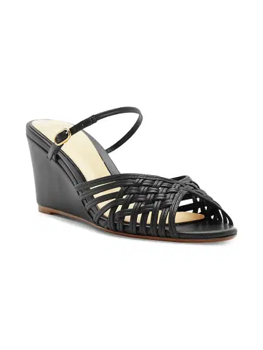 Alexandre Birman Women's Lilian 75MM Woven Leather Wedge Sandals - Black | Thumbnail 2 Alexandre Birman Women's Lilian 75MM Woven Leather Wedge Sandals - Black | Thumbnail 2
