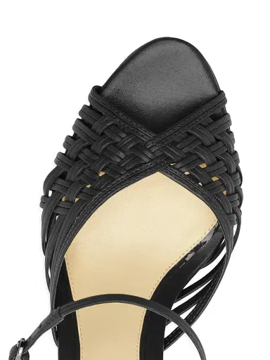 Alexandre Birman Women's Lilian 75MM Woven Leather Wedge Sandals - Black | Thumbnail 5 Alexandre Birman Women's Lilian 75MM Woven Leather Wedge Sandals - Black | Thumbnail 5