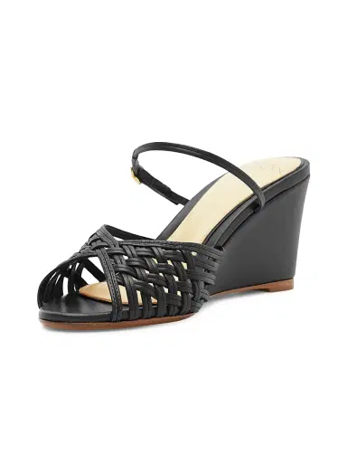 Alexandre Birman Women's Lilian 75MM Woven Leather Wedge Sandals - Black | Thumbnail 6 Alexandre Birman Women's Lilian 75MM Woven Leather Wedge Sandals - Black | Thumbnail 6