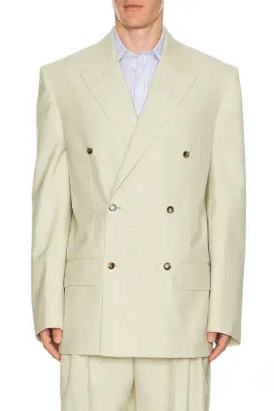 Bottega Veneta Wool Cotton Melange Gabardine Double Breasted Jacket | Thumbnail 1 Bottega Veneta Wool Cotton Melange Gabardine Double Breasted Jacket | Thumbnail 1