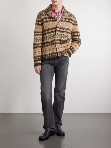 RRL Linen, Silk and Wool-Blend Jacquard Cardigan - Men | Thumbnail 2 RRL Linen, Silk and Wool-Blend Jacquard Cardigan - Men | Thumbnail 2