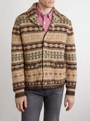 RRL Linen, Silk and Wool-Blend Jacquard Cardigan - Men | Thumbnail 3 RRL Linen, Silk and Wool-Blend Jacquard Cardigan - Men | Thumbnail 3