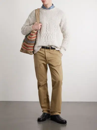 RRL Cable-Knit Cotton, Linen and Silk-Blend Sweater - Men | Thumbnail 2 RRL Cable-Knit Cotton, Linen and Silk-Blend Sweater - Men | Thumbnail 2