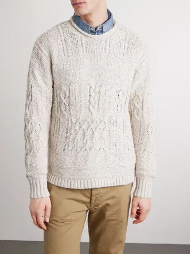 RRL Cable-Knit Cotton, Linen and Silk-Blend Sweater - Men | Thumbnail 3 RRL Cable-Knit Cotton, Linen and Silk-Blend Sweater - Men | Thumbnail 3