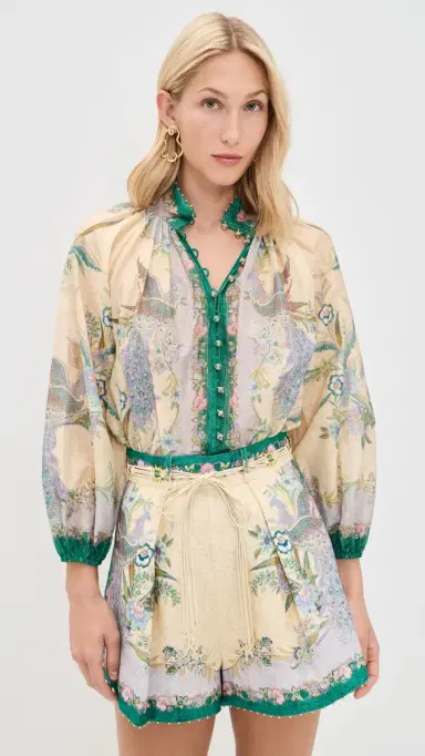 Zimmermann Indra Billow Blouse Cream Scarf Floral | Thumbnail 2 Zimmermann Indra Billow Blouse Cream Scarf Floral | Thumbnail 2