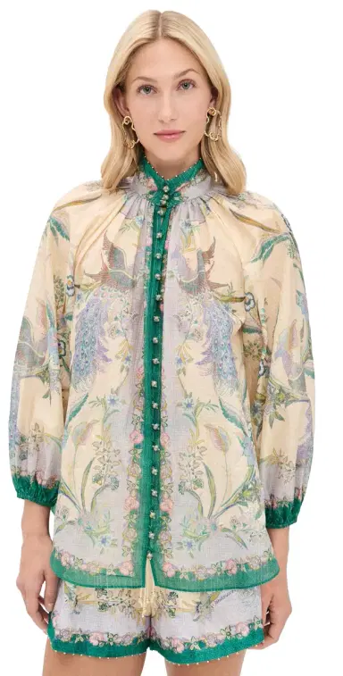 Zimmermann Indra Billow Blouse Cream Scarf Floral | Thumbnail 1 Zimmermann Indra Billow Blouse Cream Scarf Floral | Thumbnail 1