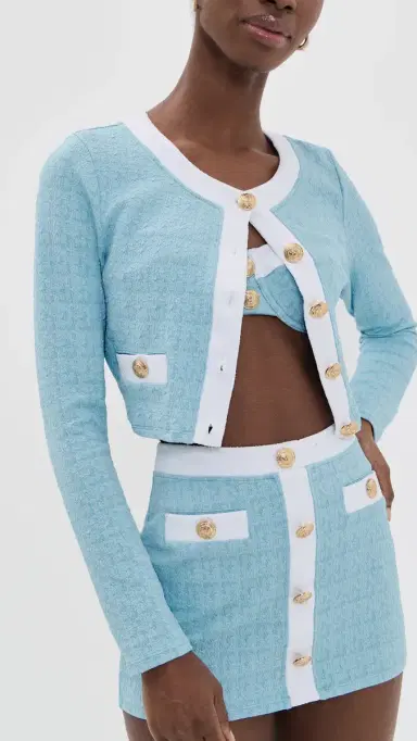 L'AGENCE Adaline Colorblock Chic wim Cardigan Powder Blue | Thumbnail 2 L'AGENCE Adaline Colorblock Chic wim Cardigan Powder Blue | Thumbnail 2