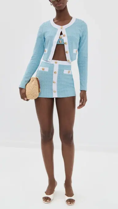 L'AGENCE Adaline Colorblock Chic wim Cardigan Powder Blue | Thumbnail 5 L'AGENCE Adaline Colorblock Chic wim Cardigan Powder Blue | Thumbnail 5