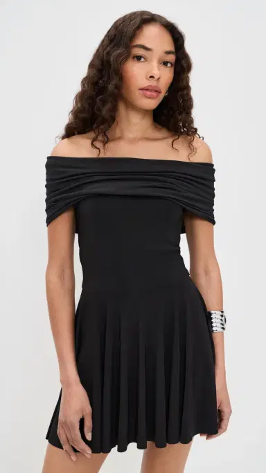 Norma Kamali Flared Pickleball Dress Black | Thumbnail 2 Norma Kamali Flared Pickleball Dress Black | Thumbnail 2