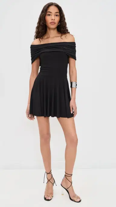Norma Kamali Flared Pickleball Dress Black | Thumbnail 5 Norma Kamali Flared Pickleball Dress Black | Thumbnail 5