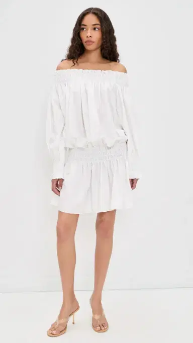 Norma Kamali Long Sleeve Peasant Mini Dress now White | Thumbnail 5 Norma Kamali Long Sleeve Peasant Mini Dress now White | Thumbnail 5