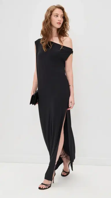 Norma Kamali Drop Shoulder Long Dress Black | Thumbnail 2 Norma Kamali Drop Shoulder Long Dress Black | Thumbnail 2