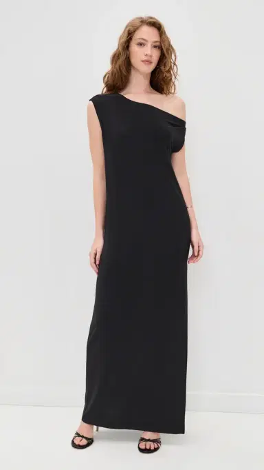 Norma Kamali Drop Shoulder Long Dress Black | Thumbnail 3 Norma Kamali Drop Shoulder Long Dress Black | Thumbnail 3