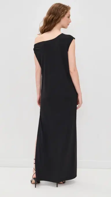 Norma Kamali Drop Shoulder Long Dress Black | Thumbnail 4 Norma Kamali Drop Shoulder Long Dress Black | Thumbnail 4