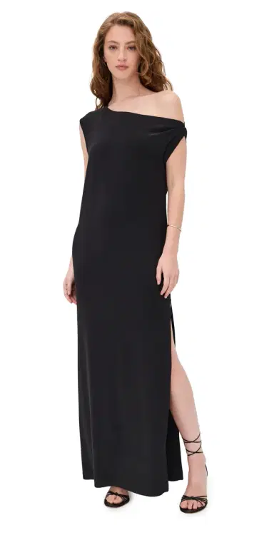 Norma Kamali Drop Shoulder Long Dress Black | Thumbnail 1 Norma Kamali Drop Shoulder Long Dress Black | Thumbnail 1