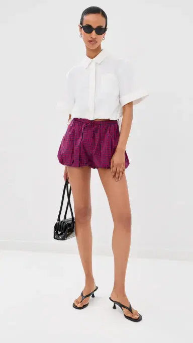 SIMKHAI Bubble Shorts carlet Midnight Gingham | Thumbnail 5 SIMKHAI Bubble Shorts carlet Midnight Gingham | Thumbnail 5