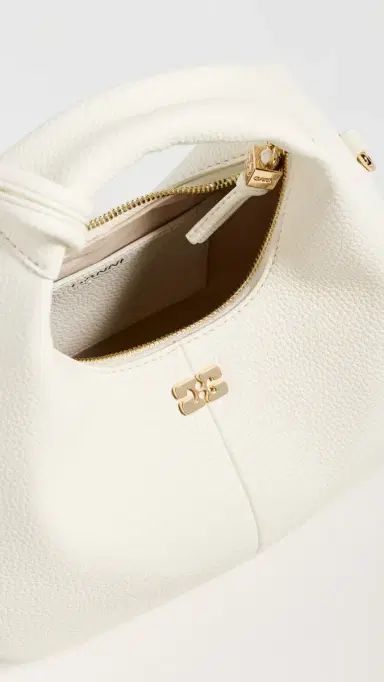 GANNI Mini Grained Hobo Bag Egret One Size | Thumbnail 6 GANNI Mini Grained Hobo Bag Egret One Size | Thumbnail 6