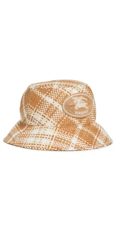 Burberry Woven Faux Raffia Bucket Hat Finch Beige Ip Check | Thumbnail 1 Burberry Woven Faux Raffia Bucket Hat Finch Beige Ip Check | Thumbnail 1