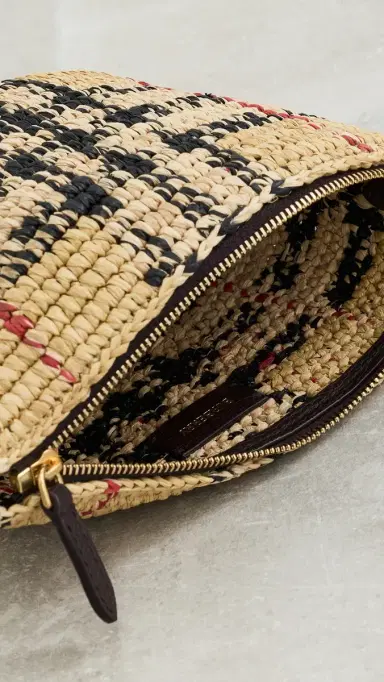 Burberry Margate Small Raffia Pouch | Thumbnail 6 Burberry Margate Small Raffia Pouch | Thumbnail 6