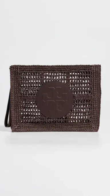 Tory Burch Ella Hand Crochet Pouch Dark Cocoa One Size | Thumbnail 2 Tory Burch Ella Hand Crochet Pouch Dark Cocoa One Size | Thumbnail 2