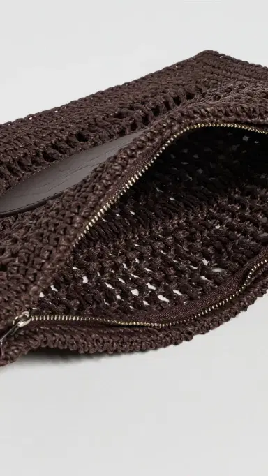 Tory Burch Ella Hand Crochet Pouch Dark Cocoa One Size | Thumbnail 6 Tory Burch Ella Hand Crochet Pouch Dark Cocoa One Size | Thumbnail 6