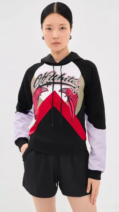 Off-White Double Eagle Colorblock Hoodie Black Barbados Cherry | Thumbnail 2 Off-White Double Eagle Colorblock Hoodie Black Barbados Cherry | Thumbnail 2