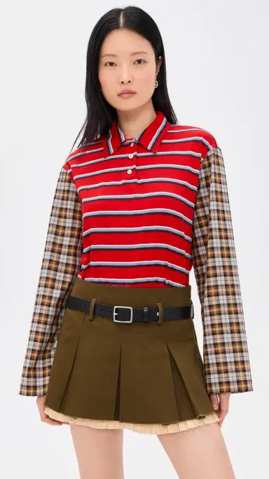 MSGM tripe Long Sleeve Top Red | Thumbnail 2 MSGM tripe Long Sleeve Top Red | Thumbnail 2