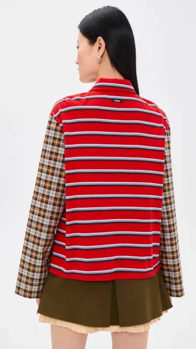 MSGM tripe Long Sleeve Top Red | Thumbnail 3 MSGM tripe Long Sleeve Top Red | Thumbnail 3