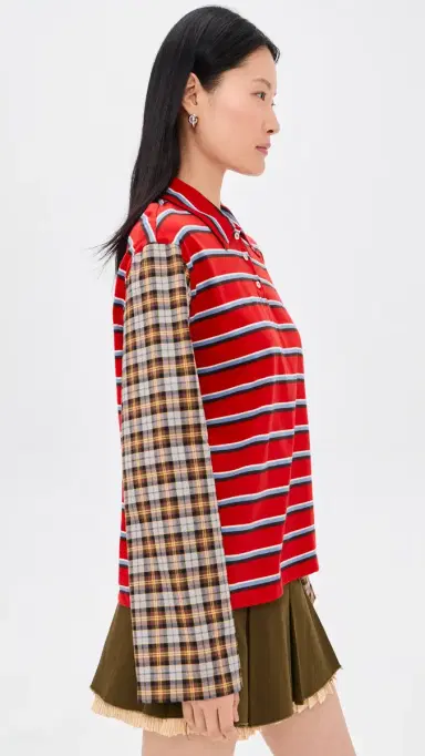 MSGM tripe Long Sleeve Top Red | Thumbnail 4 MSGM tripe Long Sleeve Top Red | Thumbnail 4
