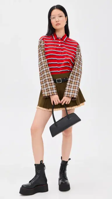 MSGM tripe Long Sleeve Top Red | Thumbnail 5 MSGM tripe Long Sleeve Top Red | Thumbnail 5