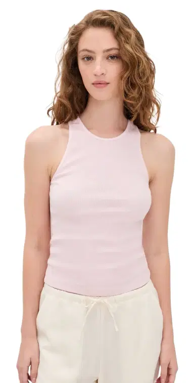 Enza Costa Cotton Rib Boy Tank Cherry Blossom | Thumbnail 1 Enza Costa Cotton Rib Boy Tank Cherry Blossom | Thumbnail 1