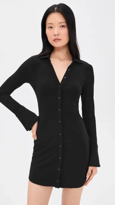 Alice + Olivia Freya Button Down Dress Black S | Thumbnail 2 Alice + Olivia Freya Button Down Dress Black S | Thumbnail 2