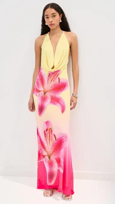 Runaway the Label Juliana Cowl High lit Maxi Dress Pink Lily | Thumbnail 2 Runaway the Label Juliana Cowl High lit Maxi Dress Pink Lily | Thumbnail 2