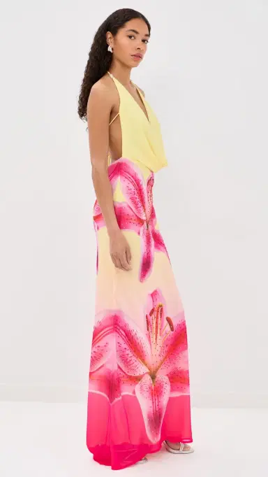 Runaway the Label Juliana Cowl High lit Maxi Dress Pink Lily | Thumbnail 4 Runaway the Label Juliana Cowl High lit Maxi Dress Pink Lily | Thumbnail 4