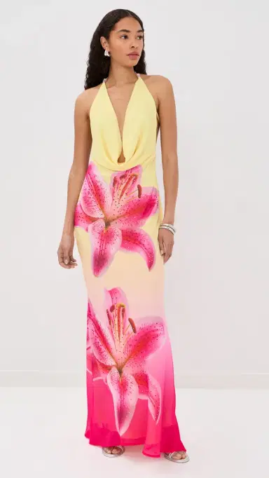 Runaway the Label Juliana Cowl High lit Maxi Dress Pink Lily | Thumbnail 5 Runaway the Label Juliana Cowl High lit Maxi Dress Pink Lily | Thumbnail 5