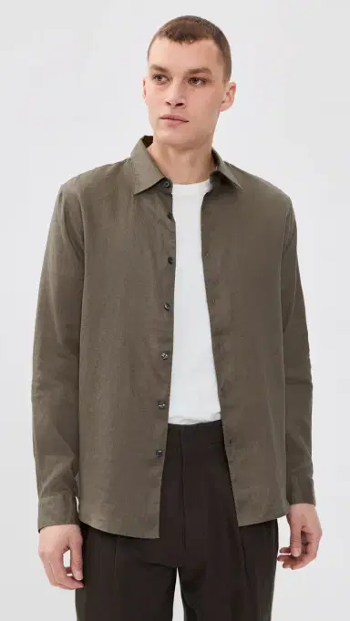 Theory Irving Relaxed inen Shirt Morel | Thumbnail 2 Theory Irving Relaxed inen Shirt Morel | Thumbnail 2