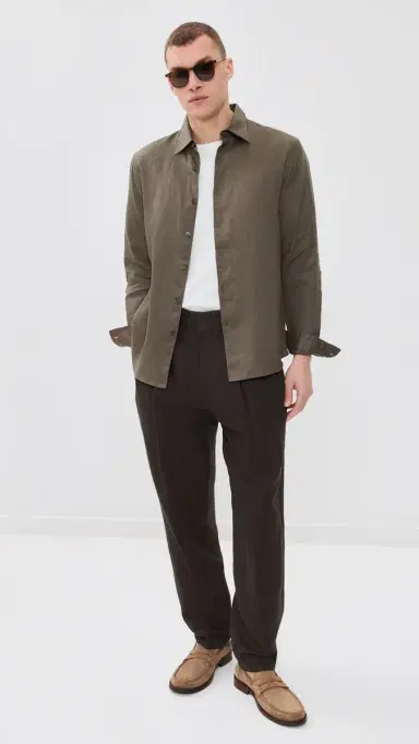 Theory Irving Relaxed inen Shirt Morel | Thumbnail 5 Theory Irving Relaxed inen Shirt Morel | Thumbnail 5