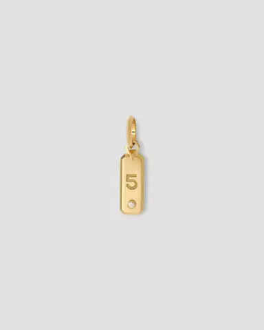 Jennifer Fisher Minimal Block Number Dog Tag in 18K Yellow Gold | Thumbnail 2 Jennifer Fisher Minimal Block Number Dog Tag in 18K Yellow Gold | Thumbnail 2