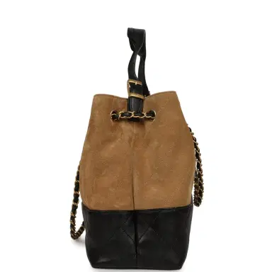 Chanel Chanel Large Coco Base Hobo Bag Brown Suede and Black Shiny Lambskin Brushed Gold Hardware | Thumbnail 3 Chanel Chanel Large Coco Base Hobo Bag Brown Suede and Black Shiny Lambskin Brushed Gold Hardware | Thumbnail 3