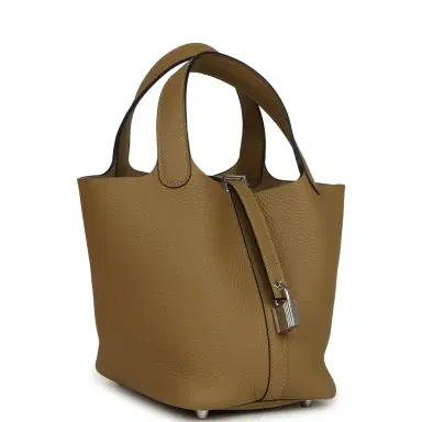 HERMÈS Hermes Picotin Lock 18 Dune Clemence Palladium Hardware | Thumbnail 2 HERMÈS Hermes Picotin Lock 18 Dune Clemence Palladium Hardware | Thumbnail 2