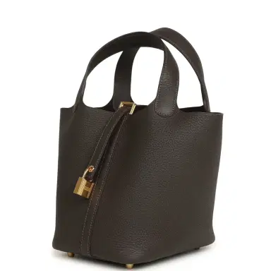 HERMÈS Hermes Picotin Lock 18 Ebene Clemence Gold Hardware | Thumbnail 5 HERMÈS Hermes Picotin Lock 18 Ebene Clemence Gold Hardware | Thumbnail 5