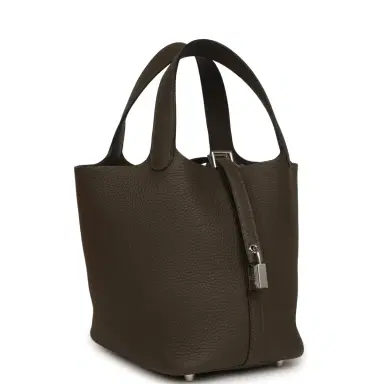 HERMÈS Hermes Picotin Lock 18 Vert Loden Clemence Palladium Hardware | Thumbnail 2 HERMÈS Hermes Picotin Lock 18 Vert Loden Clemence Palladium Hardware | Thumbnail 2