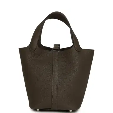 HERMÈS Hermes Picotin Lock 18 Vert Loden Clemence Palladium Hardware | Thumbnail 4 HERMÈS Hermes Picotin Lock 18 Vert Loden Clemence Palladium Hardware | Thumbnail 4