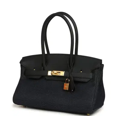 HERMÈS Hermes Shoulder Birkin Light 29 Black Swift and Bleu Indigo Denim Gold Hardware | Thumbnail 5 HERMÈS Hermes Shoulder Birkin Light 29 Black Swift and Bleu Indigo Denim Gold Hardware | Thumbnail 5