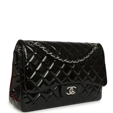 Chanel Pre-owned Chanel Jumbo Classic Double Flap Bag Black Patent Silver Hardware | Thumbnail 2 Chanel Pre-owned Chanel Jumbo Classic Double Flap Bag Black Patent Silver Hardware | Thumbnail 2