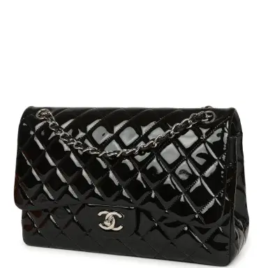 Chanel Pre-owned Chanel Jumbo Classic Double Flap Bag Black Patent Silver Hardware | Thumbnail 5 Chanel Pre-owned Chanel Jumbo Classic Double Flap Bag Black Patent Silver Hardware | Thumbnail 5