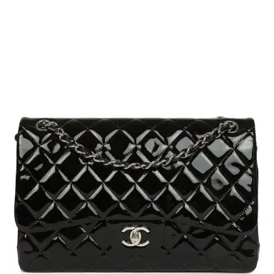 Chanel Pre-owned Chanel Jumbo Classic Double Flap Bag Black Patent Silver Hardware | Thumbnail 1 Chanel Pre-owned Chanel Jumbo Classic Double Flap Bag Black Patent Silver Hardware | Thumbnail 1