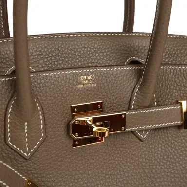 HERMÈS Pre-owned Hermes Birkin 30 Etoupe Clemence Gold Hardware | Thumbnail 7 HERMÈS Pre-owned Hermes Birkin 30 Etoupe Clemence Gold Hardware | Thumbnail 7